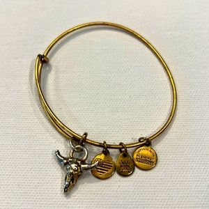 Alex & Ani Spirited Skull Charm Gold Bracel Bull, good-fare condition.